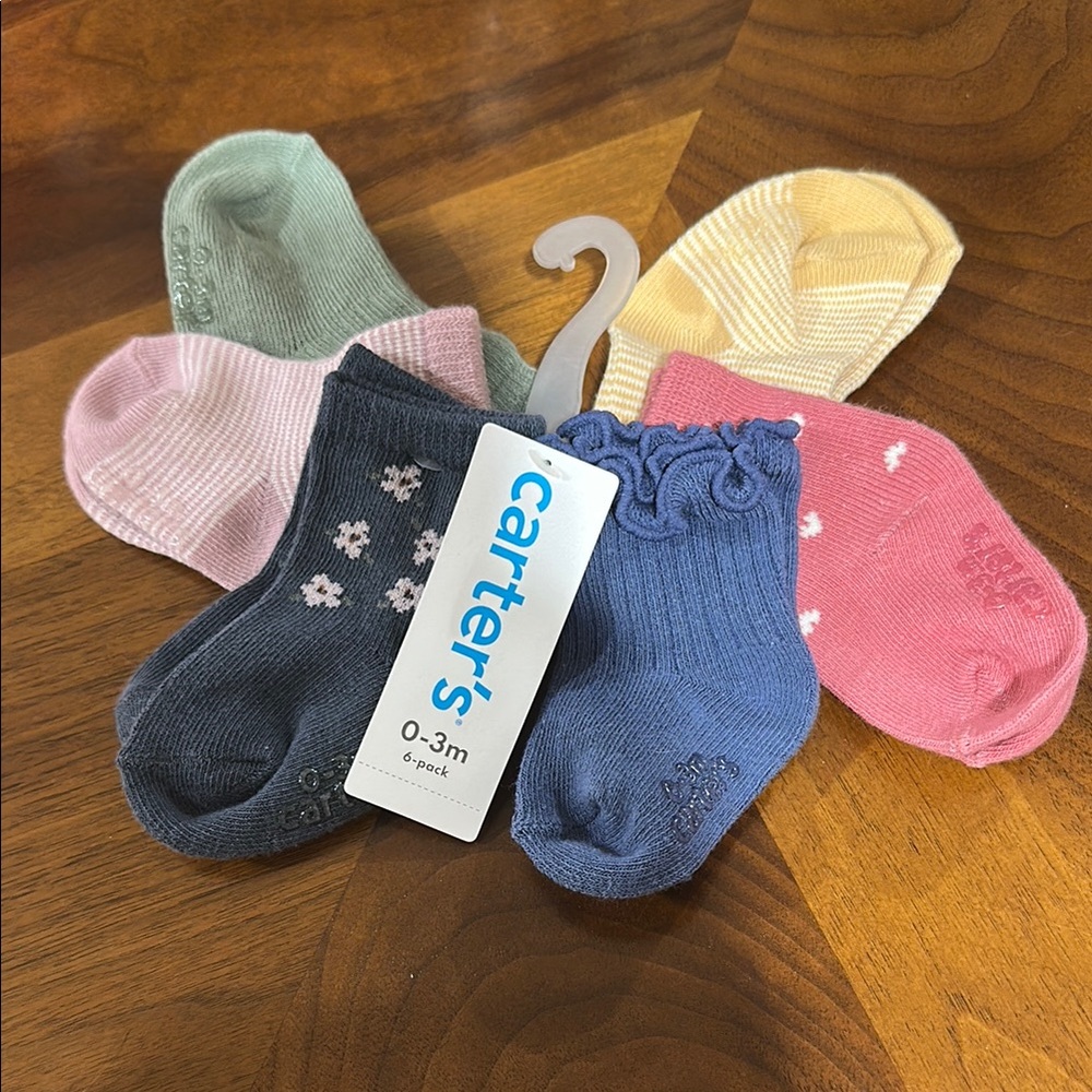 Carter's Blue and Pink Cotton-Blend Socks
